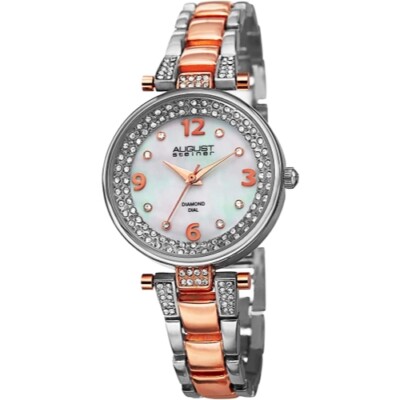 August Steiner AS8137TTR Swiss Quartz Diamond Markers Womens Watch