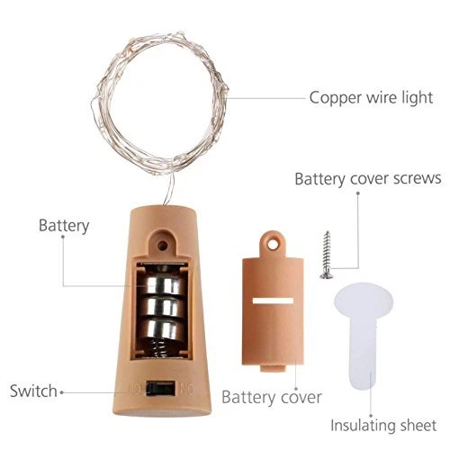 10Pcs Wine Bottle Lights with Cork Battery Operated 20 LED Cork Shape Party Lamp - Image 2 of 4