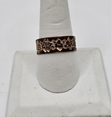 Antique Vintage ornate 14K Rose Gold Patterned Cigar Band Ring