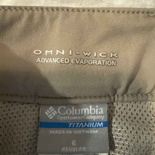 Pantalones Columbia Titanium Mujer 6 Beige Atléticos Bolsillos con Cremallera Exterior Nylon - Imagen 8 de 11