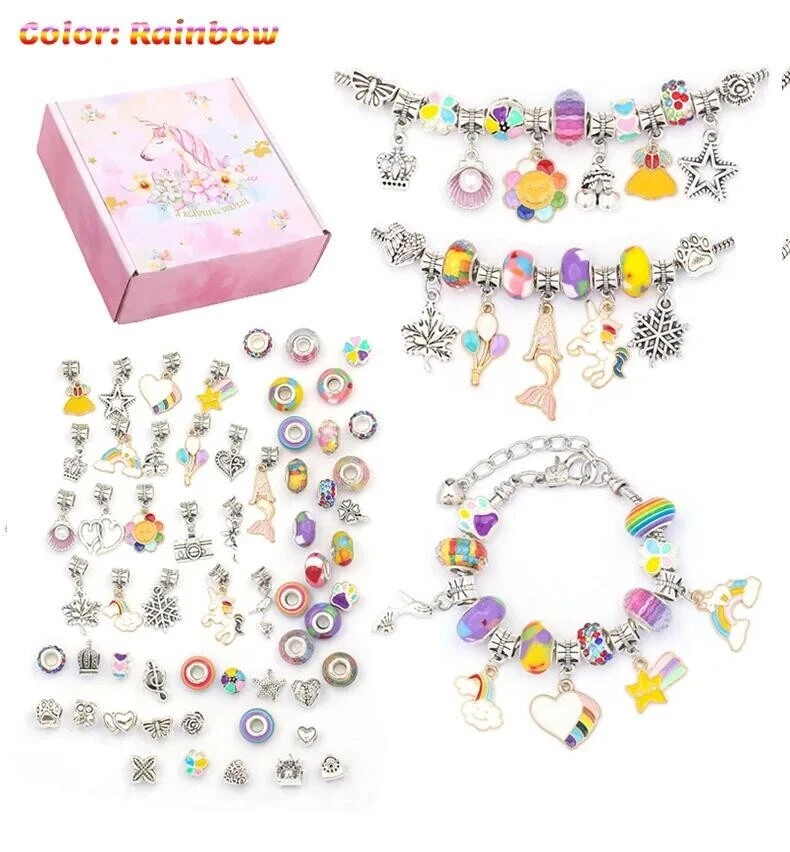 Girls Bracelet Making Kit Beads Jewellery Charms Pendant Set DIY Craft Kids Gift