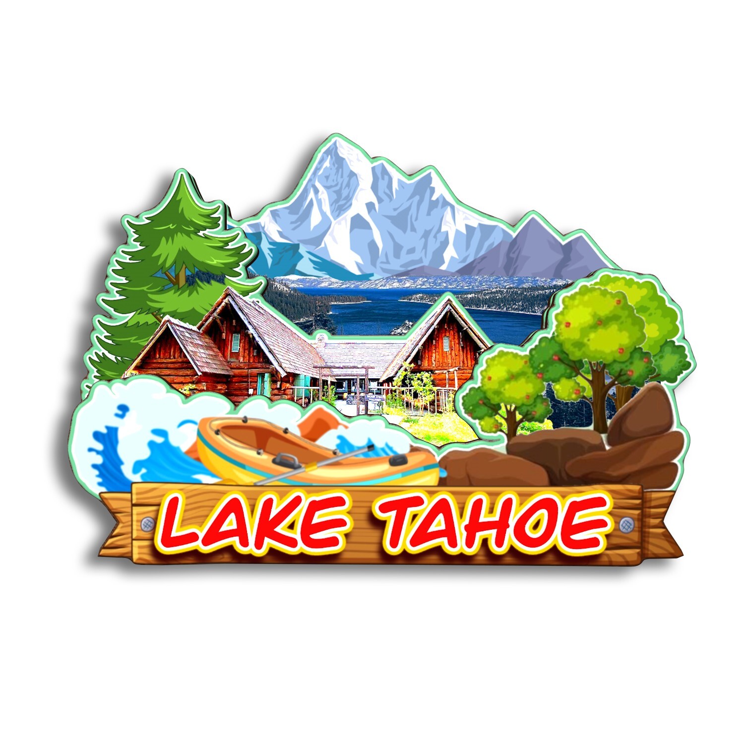 Lake Tahoe California USA Refrigerator magnet 3D travel souvenirs wood craft
