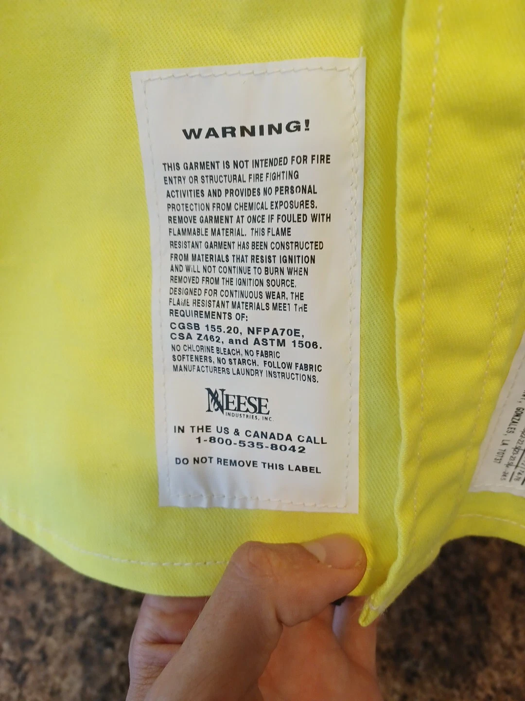 Neese VU7SH3FY Type R Class 3 UltraSoft Long Sleeve Fire Resistant Work Shirt XL - product detail image 6