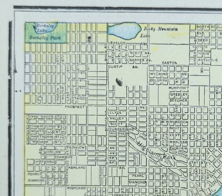Mapa DENVER COLORADO de colección 1899 14"x11" antiguo original PROSPECT WHITTIER Foto 4 de 4