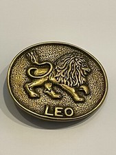 Leo Lion Horoscope Zodiac Star Sign Astrology Solid Brass Belt Buckle 1978