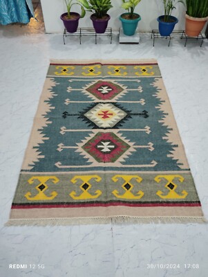 Swedish Inspired kilim Rug Scandinavian Modern Meets Earth Tone Elegance