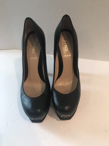 Fendi Fendista Platform LOGO FF Black Pump Shoes Seen on celebs Sz 36.5EUR 5.5US - Picture 8 of 12