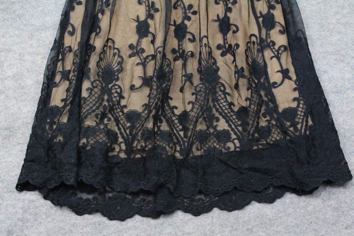 Lapis Skirt Size Small S Brown Black Overlay Lace Elastic
