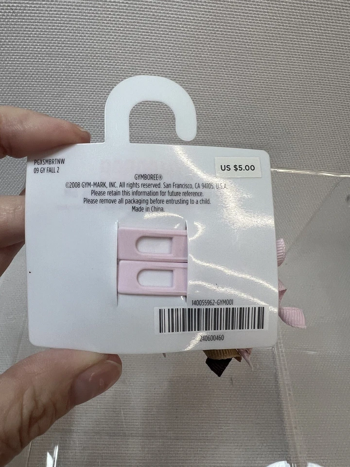 Corbata de pelo con estampado de leopardo rosa para niña Gymboree cinta rizada cola de caballo nueva con etiquetas vintage Foto 2 de 4