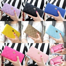 Women Long Wallet Leather Crown Purse Multi ID Credit Card Holder Zipper Handbag