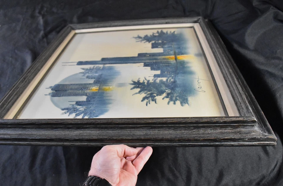 EDUARDO OROPEZA середины века современный Chicago Skyline масло на холсте, 26 «x 30» - Изображение 4 из 4