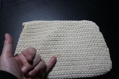 Vintage Handbag Shoulder Bag by Walborg Italy - Ivory with Gold Tone Chain Woven - Picture 10 of 10