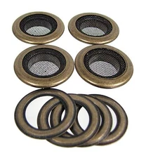 Cigar Box Guitar Parts: 4pc. 1" Antique Brass Screened Grommets