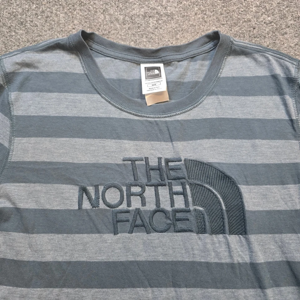 Top North Face para mujer gris medio a rayas bordado logotipo elástico básico informal Foto 2 de 4