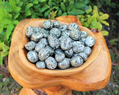1 lb Pyrite Tumbled Stone: 'A' Grade Crystal (Fools Gold) Wholesale Bulk Lot