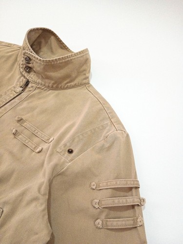 diesel distressed utility crop jacket L KHAKI BBS CANVAS DURABLE PREMIUM GOLD - Picture 8 of 13