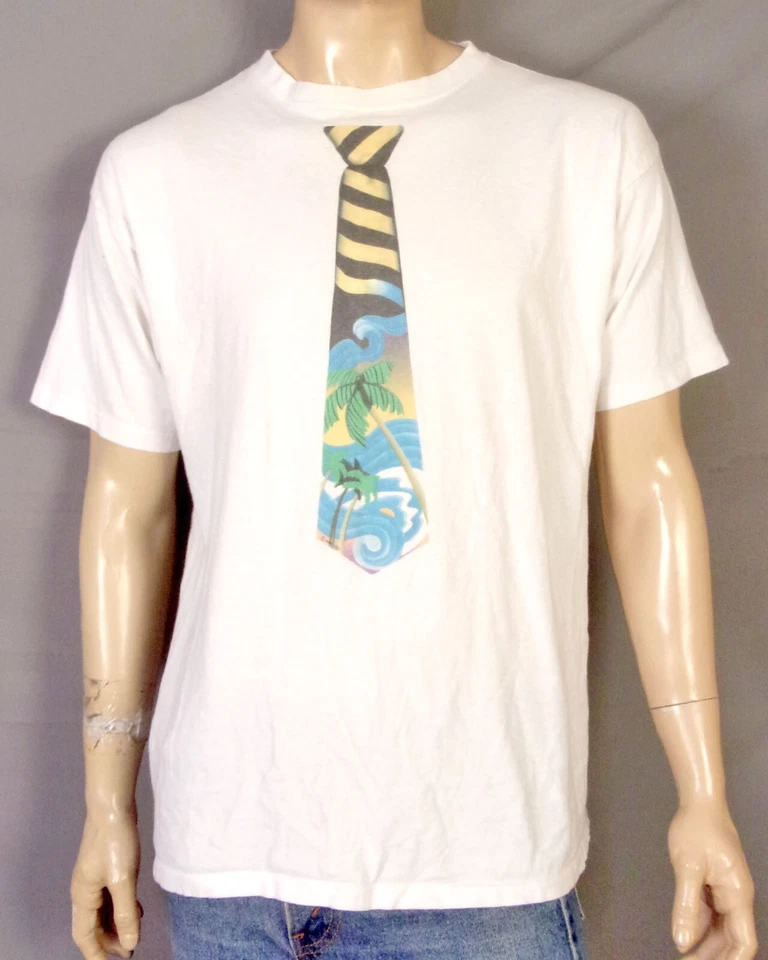 Camiseta vintage años 80 puntada única sello novedad corbata tema mantecoso suave EE. UU. XL Foto 2 de 4