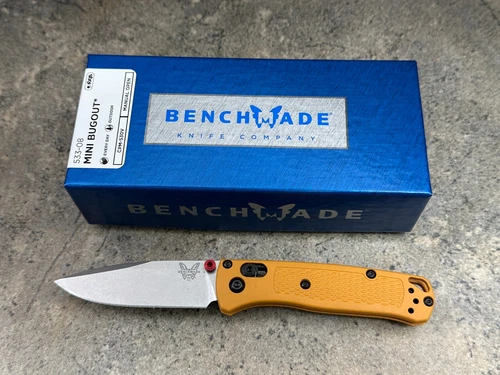 Benchmade 533-08 Mini Bugout Manual Folding Knife - Daybreak Yellow Grivory