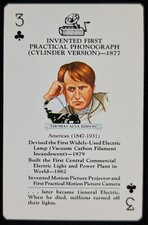 Thomas Edison Phonograph 1989 Inventors Playing Card #3 (NM)
