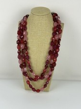 New Merona Necklace Pink 3 Strand Acrylic Fac...