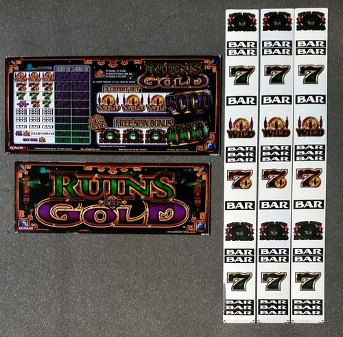 Konami Advantage Stepper Slot Machine RUINS OF GOLD Glass/Strips Set