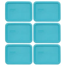 Pyrex 7210-PC Surf Blue Rectangular Food Storage Replacement Lid Cover (6-Pack)