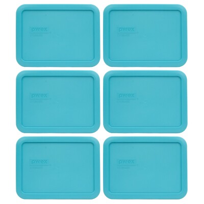 Pyrex 7210-PC Surf Blue Rectangular Food Storage Replacement Lid Cover (6-Pack)