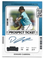 Edward Cabrera 2021 Panini Contenders Baseball - Prospect Ticket AUTO - Marlins