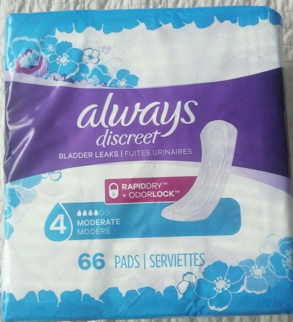 Always Discreet Bladder Leak Pads Rapid Dry Odor Lock Sz 4 Moderate 66 Count For Sale Online Ebay