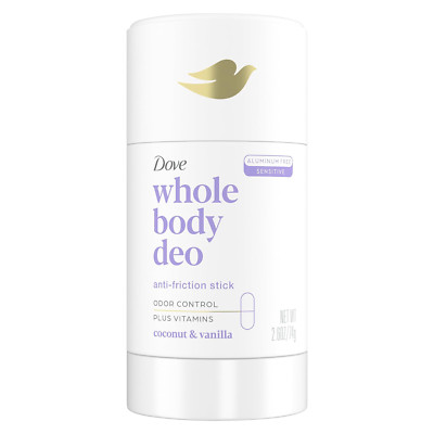 Dove Whole Body Deo Aluminum Free Anti-Friction Deodorant Stick Coconut + Vanill