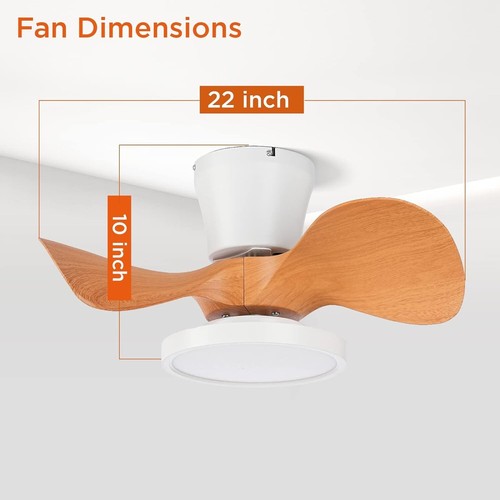 22 inch Large Quiet Ceiling Fan Remote Control with LED Light Air Volume for Kit - Picture 6 of 9
