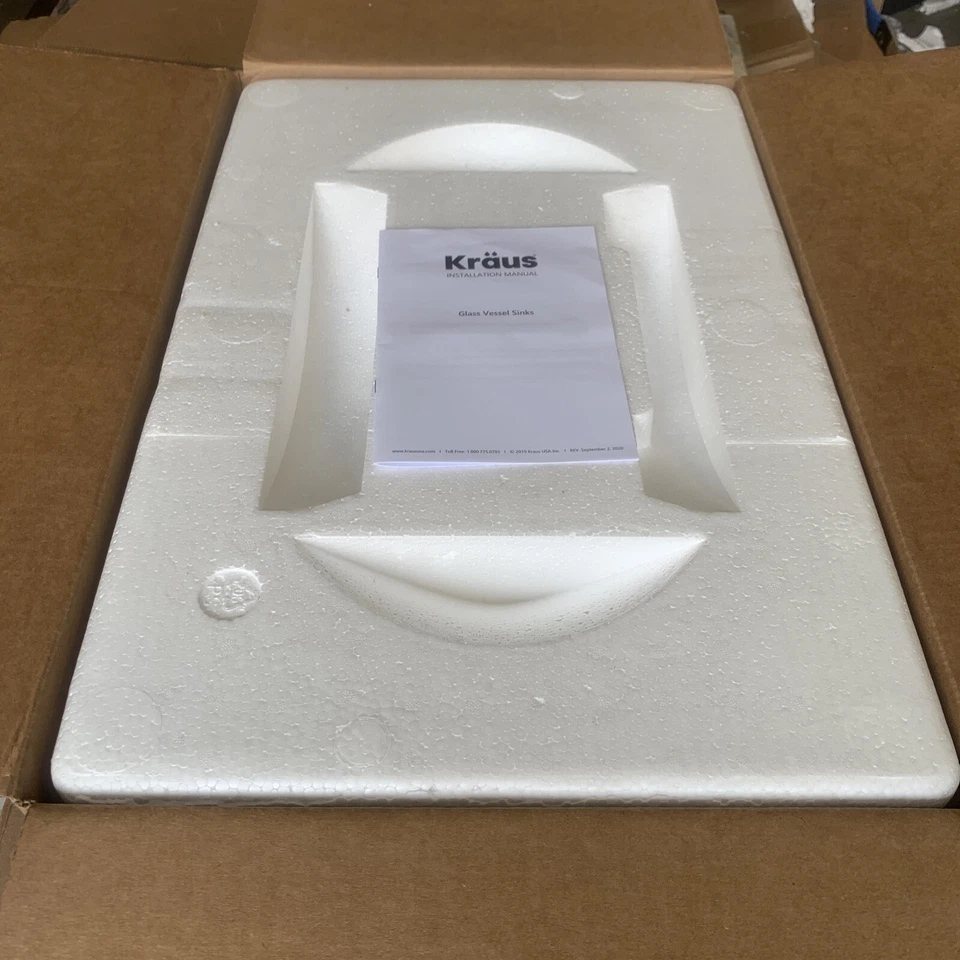 Fregadero de baño Kraus GVR-204-RE-SO azul 21-7/8" vaso de vidrio azul irrupción solamente Foto 4 de 4