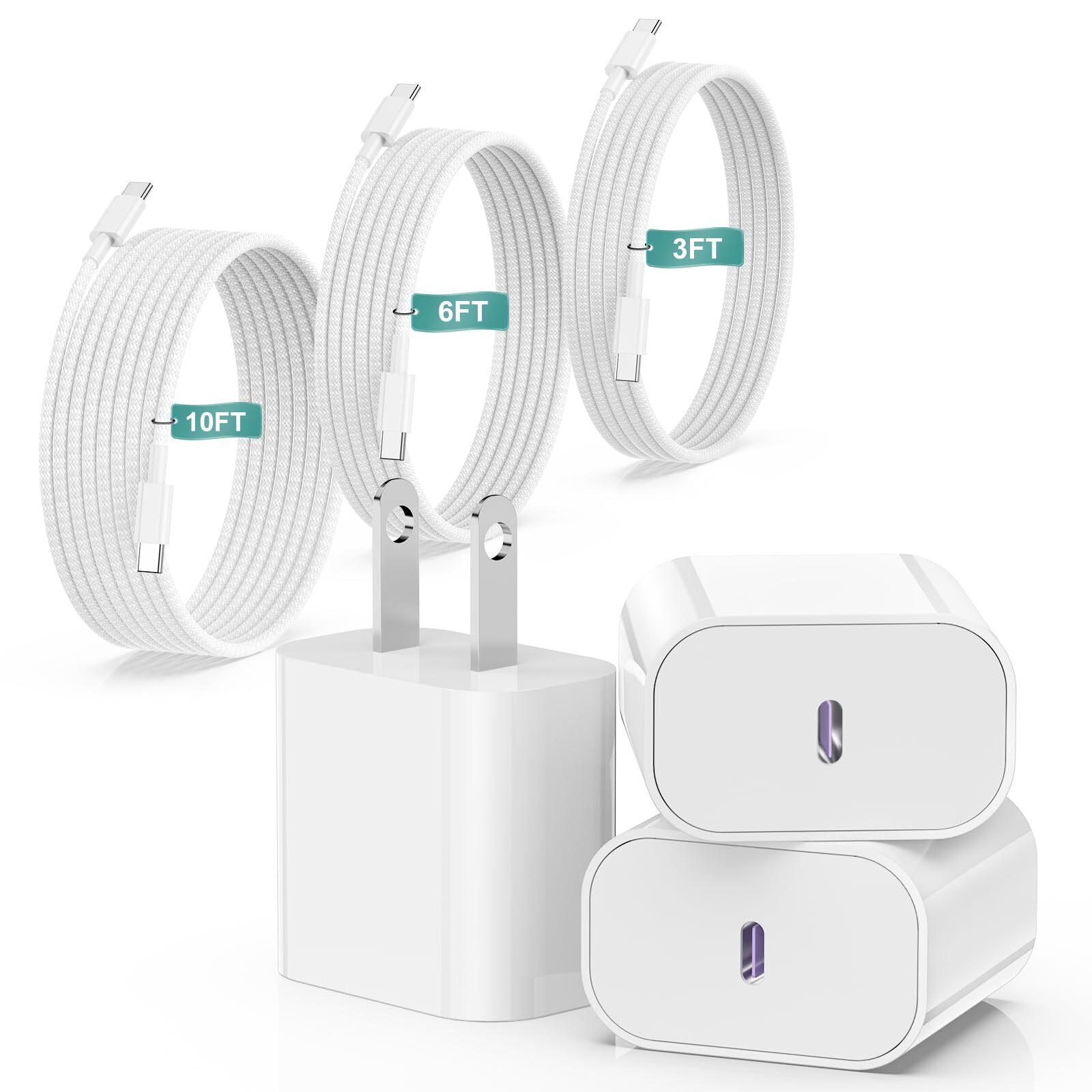 iPhone 16 15 Charger Fast Charging 20W USB C Wall Charger Block with 3 Pack 3...