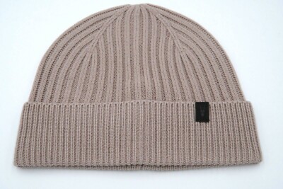 AllSaints Rib Mix Beanie Blush Pink Winter Cuffed Hat Wool  display picture 2