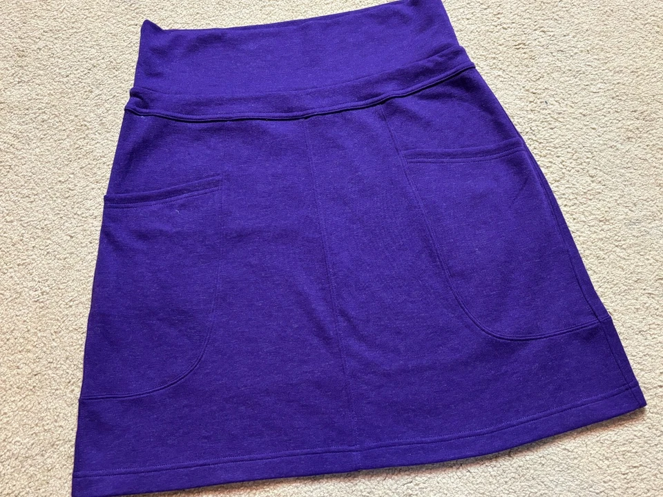 DULUTH TRADING CO Falda Plegable Embalable Lana Jersey Tejido Elástico Mini Púrpura M Foto 2 de 4