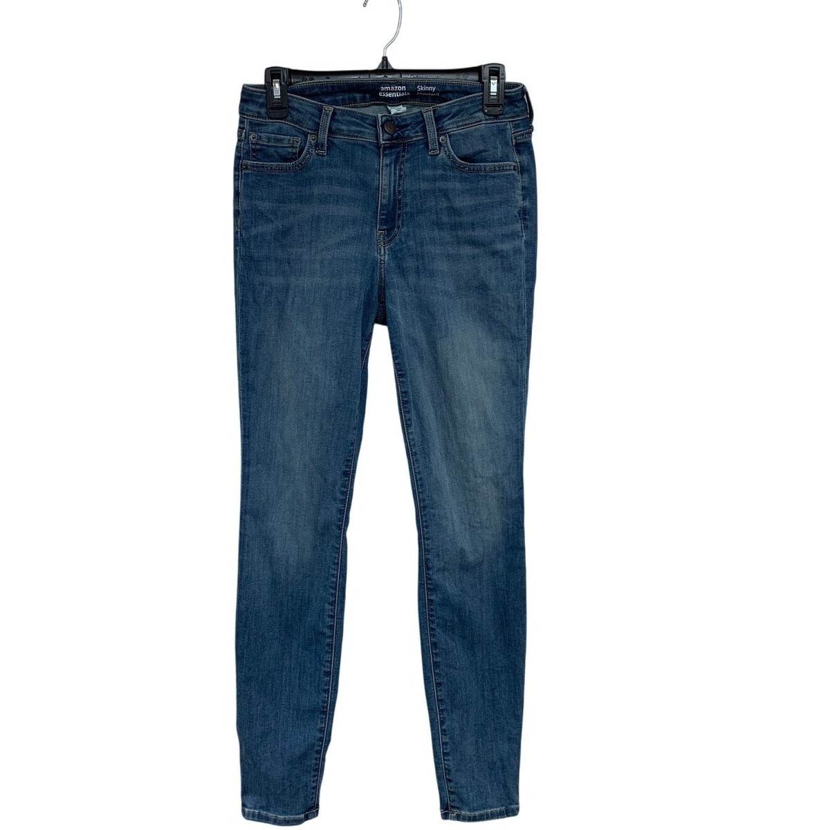 Amazon Essentials Womens Size 8 Long Mid Rise Stretchy Skinny Denim Blue Jeans View 2