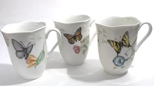 Lenox Butterfly Meadow Mugs Set Of 3 Swallowtail Eastern Tailed Blue Monarch