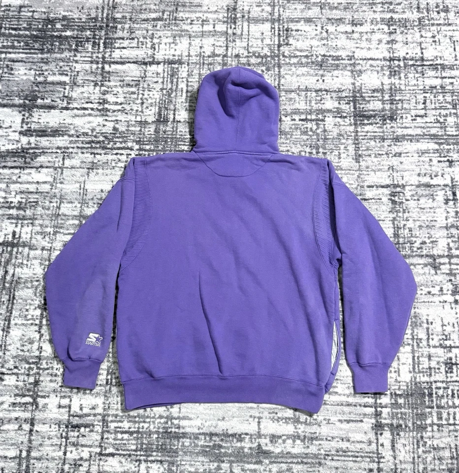 Vintage 90s Starter Sport Center Logo Pullover Hoodie Skater Purple Men’s Size L - Image 2 of 4