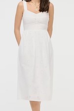 J.Crew NWT eyelet midi dress Sz 6 sleeveless White A-line pockets Boho Beach
