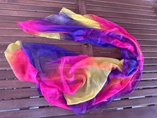 Colorful Rainbow Stripe 100 Silk Long Scarf Shawl Wrap Sheer 64 X 56
