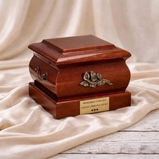 Elegant Casket Style Funeral Ashes Urn - Solid Wood Memorial Urn