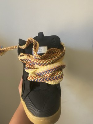 Lanvin Curb Black Chevron Multicolor Lace Up Low Top Athletic Sneakers