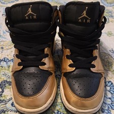 Final Price. Jordan Air Jordan 1 Black Gold Leather High Top Kids Sneakers 5.5Y