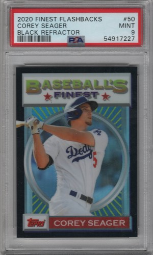 PSA 9 2020 Topps Finest Flashbacks #50 COREY SEAGER Black Refractor /25 Rare SSP