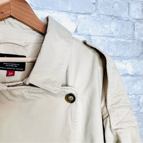 Alpha Industries Men's Cotton Trench Coat Size Medium Tan Khaki Heavy Belted - 第 4/13 張圖片