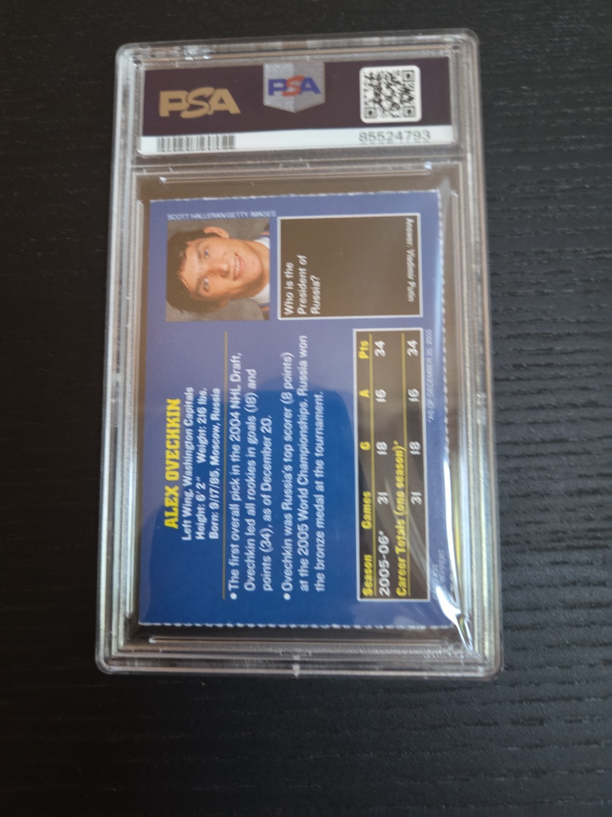2006 SI for Kids- Alexander Ovechkin- PSA 8 Rookie, Washington Caps #33 Series 4 view 2
