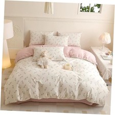 Duvet Cover Size 100 Cotton Pink Tulip Printed on White Queen Pink Floral