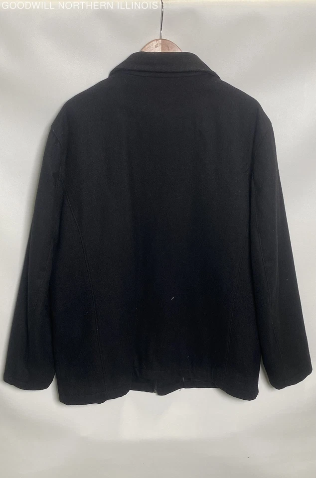 Vintage Perry Ellis Portfolio Black Wool Blend Quilt Lined Jacket Size L - Image 4 of 4