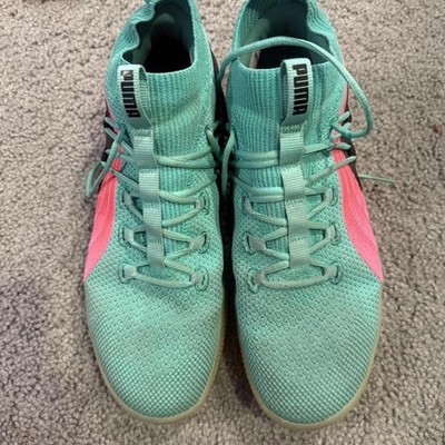 PUMA Clyde Court Ocean Drive Turquoise Pink Black Mid Top Lace Up Sneakers