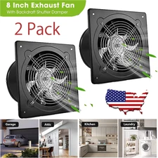 2PACK 8" Exhaust Fan Ventilation Extractor Fan 110V Wall-Mounted Blower Duct Fan